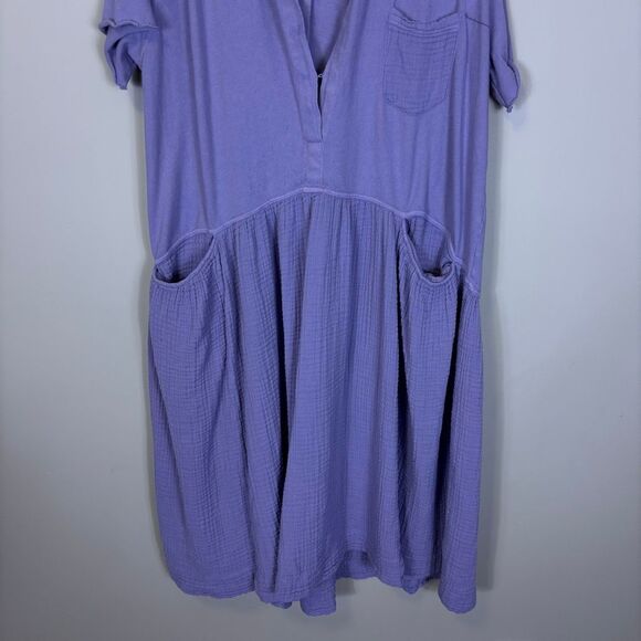 Free People Beach Purple Gauze Short Sleeve Oversized Dress XS - Picture 4 of 9